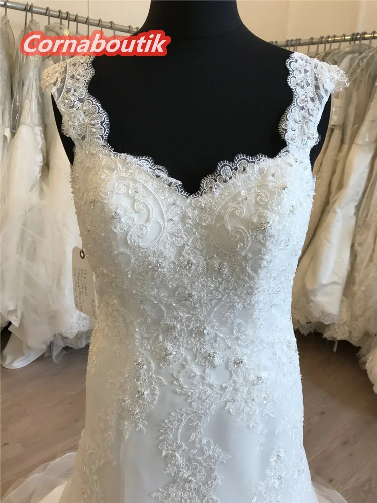 

Vestido Blanco Fit and Flare Wedding Dress COR-041 Sweetheart Beading Straps Low Back Lace Appliques Bridal Gowns Robe Mariee