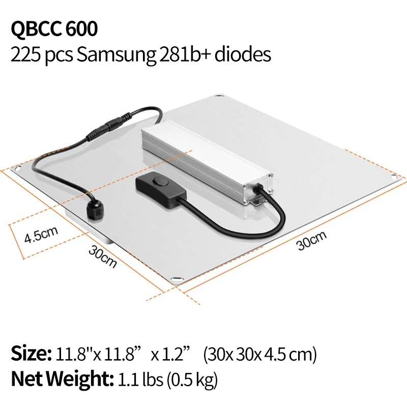 

Samsung LM281b+ Diodes Quiet Fanless Full Spectrum 600W LED Grow Light High PPFD for 2x3FT Tent for Seedling, Veg and Blooming