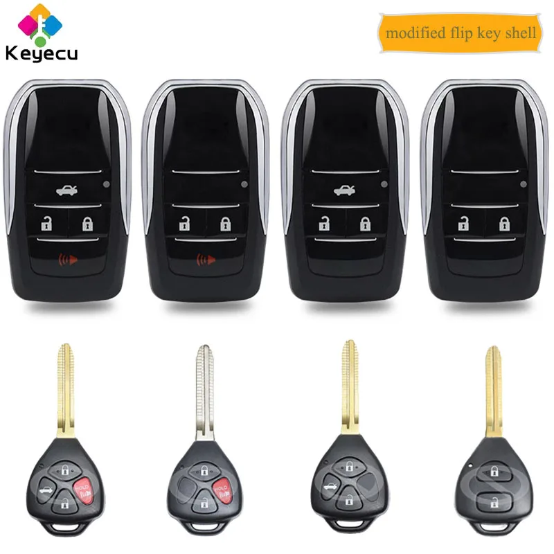 KEYECU 2 3 4 кнопки TOY43 лезвие модифицированный флип ключа оболочки чехол Брелок для