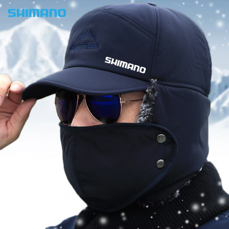 

Зимняя бейсболка Shimano для спорта на открытом воздухе, ветрозащитная шапка для велоспорта, альпинизма, походов, рыбалки, Мужская бархатная те...