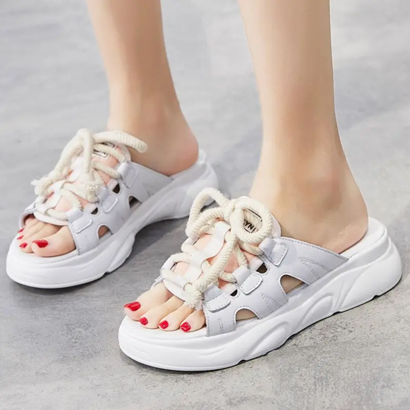 

Women's slippers 2021 new versatile summer thick bottom muffin fashion street photo sports and leisure Women's shoes