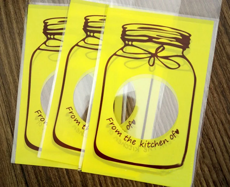 100 шт. милые Цвет с рисунком бутылочек полиэтиленовый пакет для печенья на день