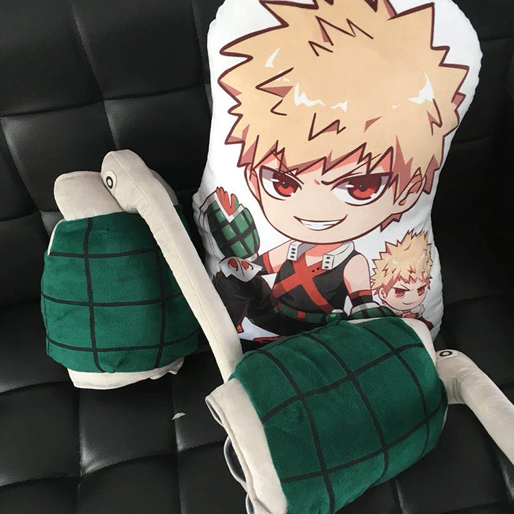 

2 gloves 28cm My Hero Academia Bakugou Katsuki Weapons Gloves Cos Armor Surrounding Plug-on Transmitter Props Plush Pillow Mat