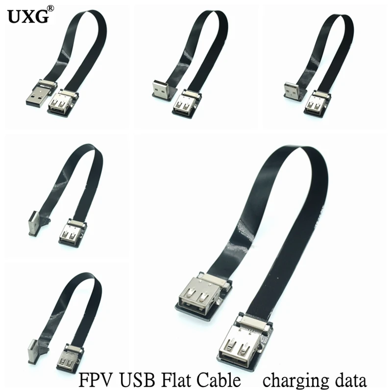

Hot Sale USB 2.0 A Male To Female 90 Degree Angled Usb Extension Cord Flat Wire Charging Data FPV Cable 5cm 10cm 20cm 30cm 50cm