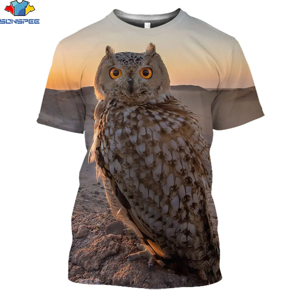 

SONSPEE 2021 Popular Summer New Popular Men's T-Shirt Owl 3D Animal Print T-shirt Youth Fashion Streetwear O-Neck Short-Sleev