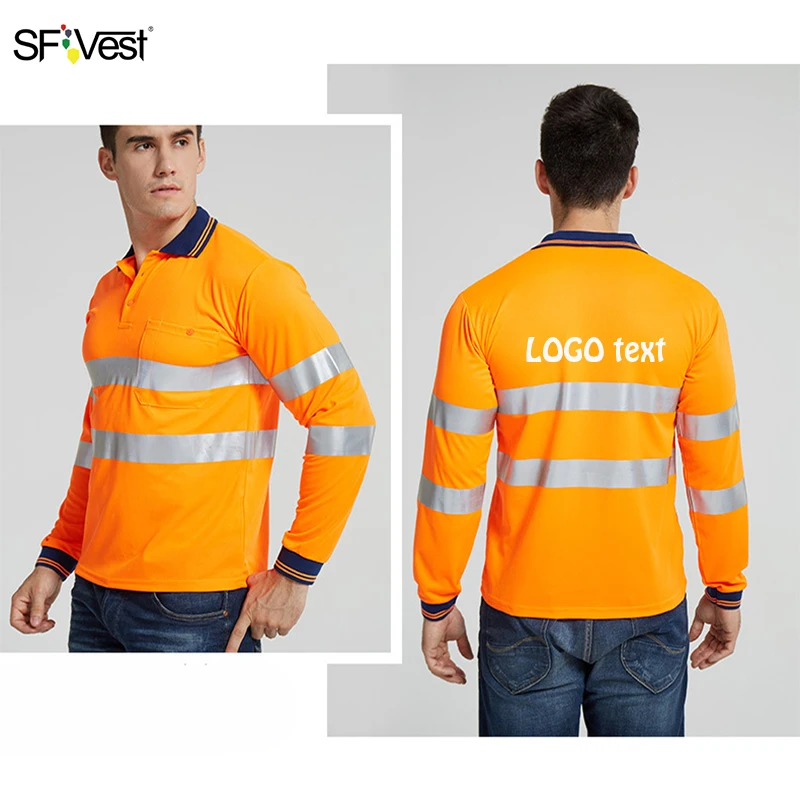 Рабочая Рубашка-поло Hi Viz Safety светоотражающая высокая видимость длинный рукав с