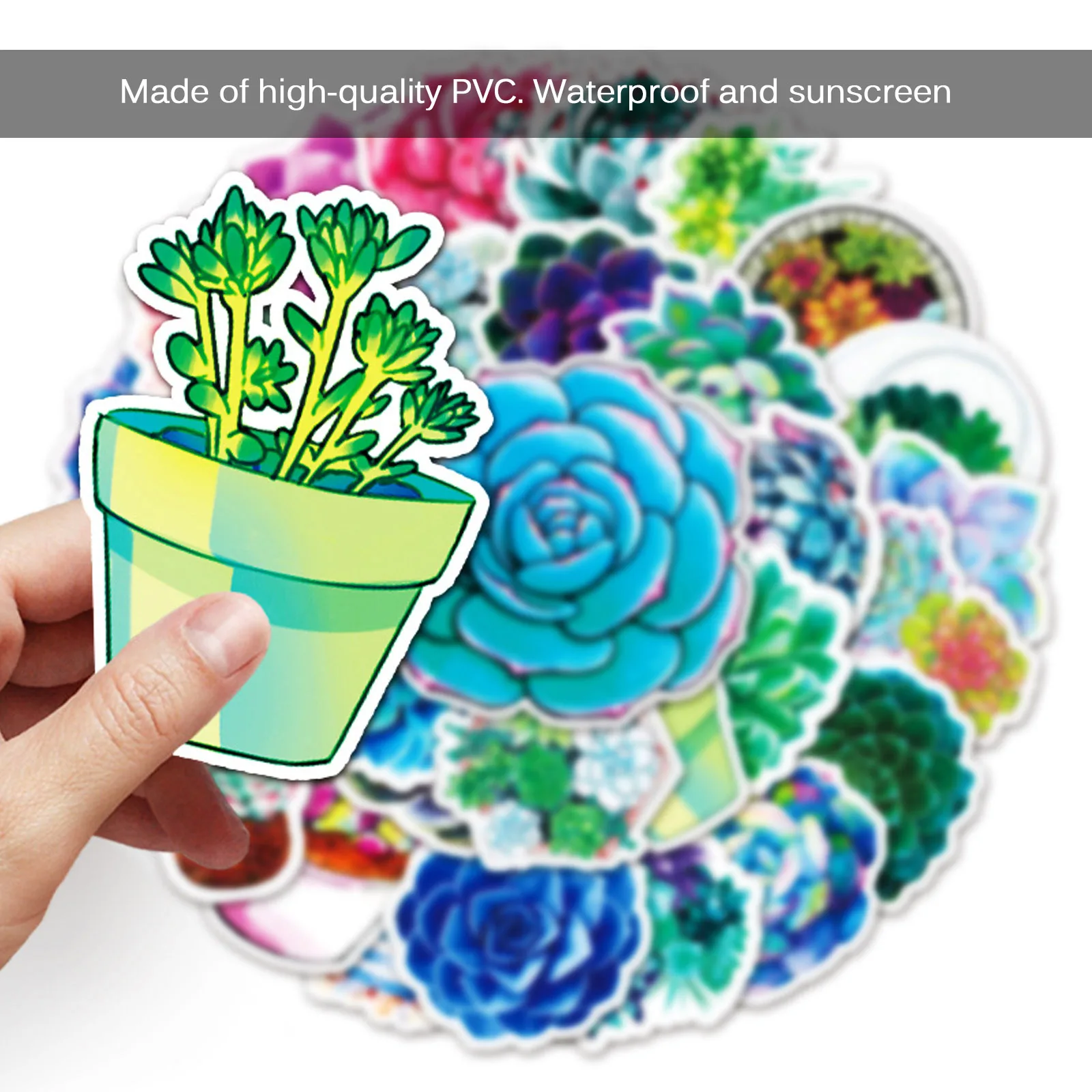 50PCS Mixed Pretty Succulent Plant Stickers PVC Sticker Aesthetic Guitar Laptop Phone Bike Waterproof Graffiti Decal Toy | Дом и сад