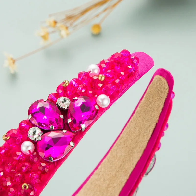 

2021 Spring Baroque Crystal Pearl Diamond Solid Color Fabric Headband European American Personality Exaggerated Press Hairbands