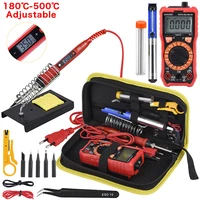 jcd soldering iron kits with digital multimeter auto ranging 6000 counts acdc 80w 220v adjustable temperature welding solder