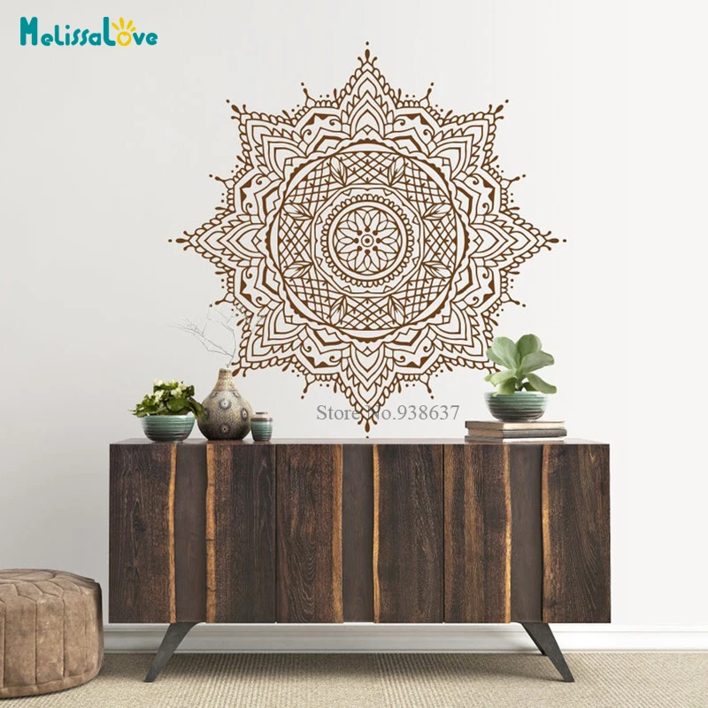 Наклейка в этническом стиле бохо с изображением мандалы цветов спальни йоги