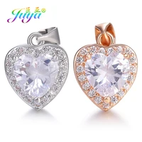 juya diy bracelet earrings crystals charms micro pave zircon love heart charms pendant for handmade women jewelry making suppies