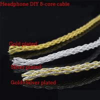earphones 7n gold silver mixed plated upgrade cable headphone wire diy 8 core cable