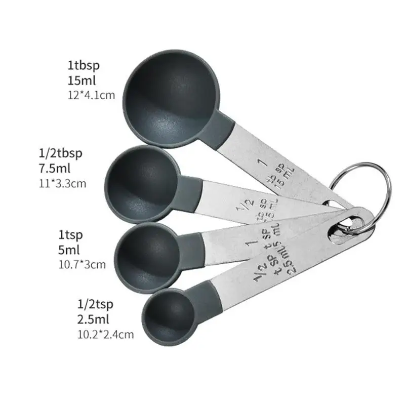 

4 Pcs/Set Kitchen Cooking Accessories Tea Coffee Measuring New Measuring Durable Tools Cup Measuring Set Spoon Steel Y6D6
