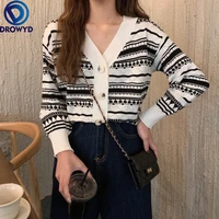 2021 cardigan sweater womens autumn winter casual vintage v neck cardigans button long sleeve loose female knitted sweaters top
