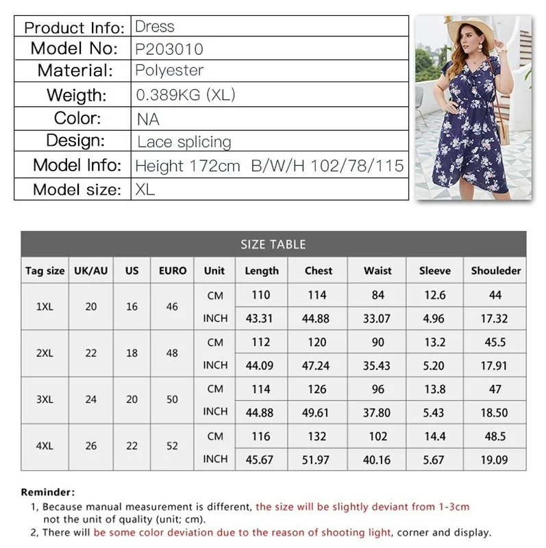 

WYWMY Summer 2021 Short Sleeve Dress Elegant Plus Size Floral Print V Neck Dress Boho Beach Vacation Style Outfits for Women