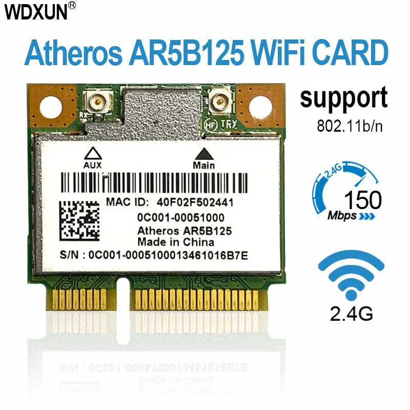 Atheros AR5B125 AR9485 half mini PCIE 2 4G Wi-Fi беспроводная сетевая карта 150 Мбит/с Поддержка AMD для
