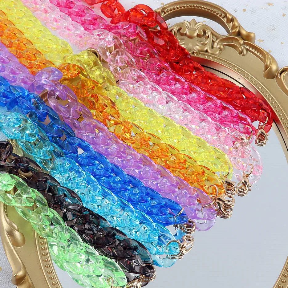 

FishSheep New Transparent Colorful Long Necklace For Women Acrylic Clear Colored Chunky Chain Choker Necklace Set 2021 Jewelry