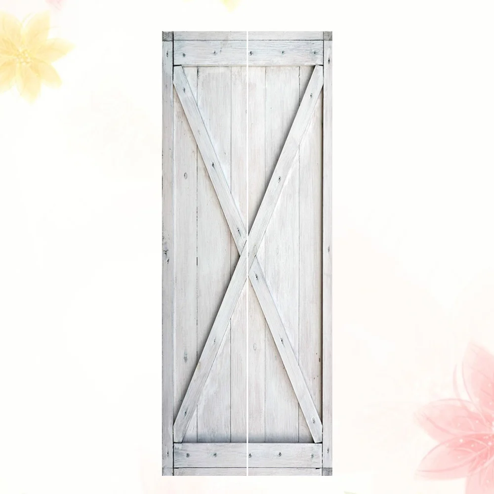 

2pcs Door Stickers Simulation Door Mural Decorative Removable PVC Wallpaper (38.5x200cm)