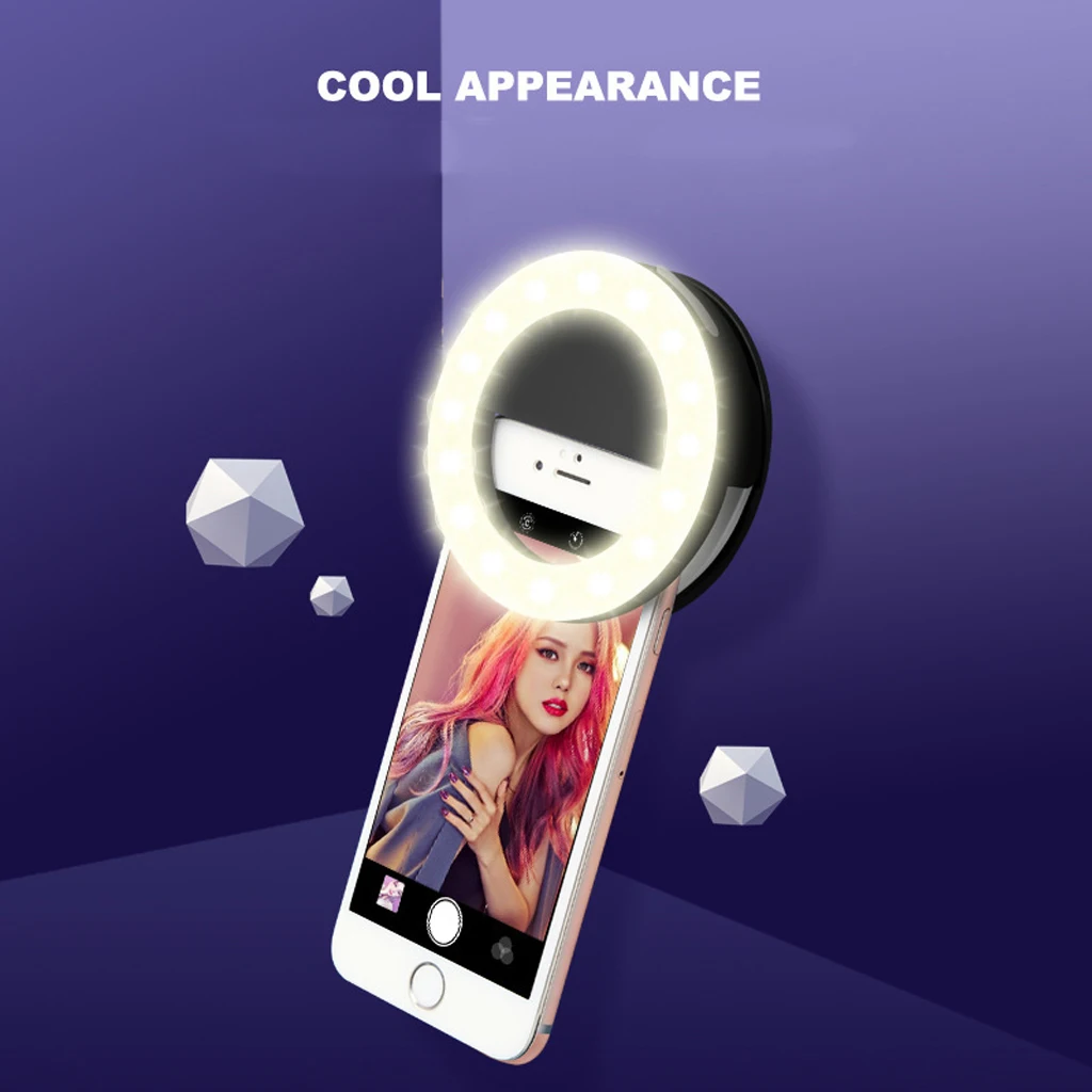 

Кольцевой светодиодный светильник для селфи, лампа с кольцевым заполнением для телефона или камеры, с зарядкой через USB, с 3 уровнями яркости...