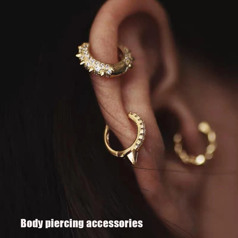 

Пирсинг для тела, ювелирные изделия, заклепки для девочек в стиле панк, из стерлингового серебра, модная пуговица для ушей, кольцо для носа, к...