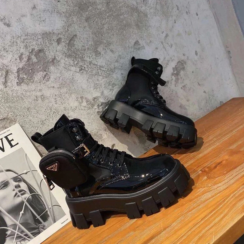 Новинка 2020 стильные кожаные ботинки женские мотоциклетные с карманами красивая