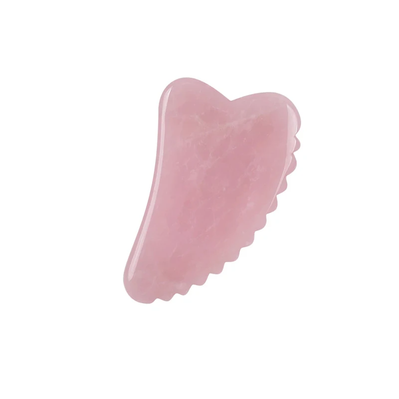

New Natural Jade Rose Quartz Gouache Scraper Guasha Massage For Face Tool Facial Wrinkle Heart-shaped Tooth Side Beauty Care Set