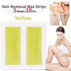 10 шт.  Лот, желтые восковые полоски для удаления волос, рулон, восковая полоска для подмышек, бумага, инструмент для красоты, нога, тело, волосы на лице, для женщин и мужчин