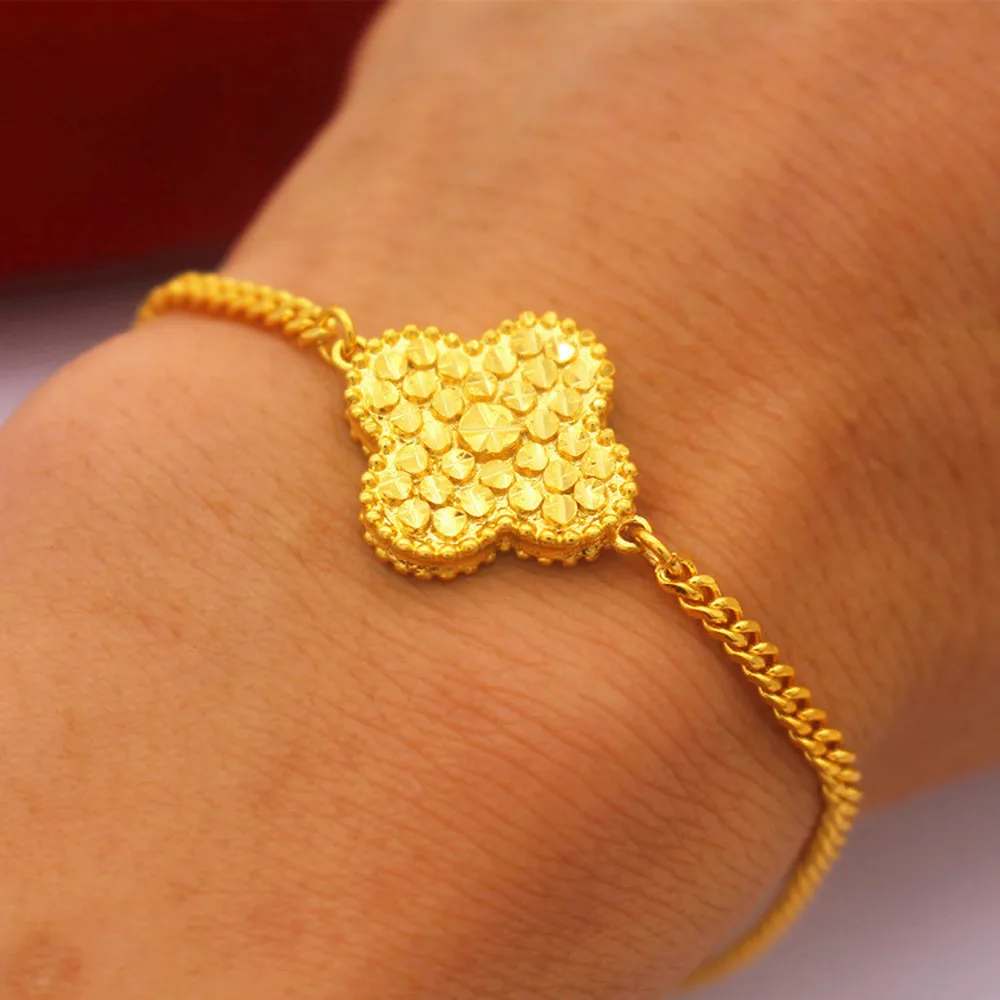 

2020 Gifts Charms 24K Gold Bracelets & Bangles Female Chain Link Bracelet for Women Friendship Wedding Bracelets Dubai Jewelry