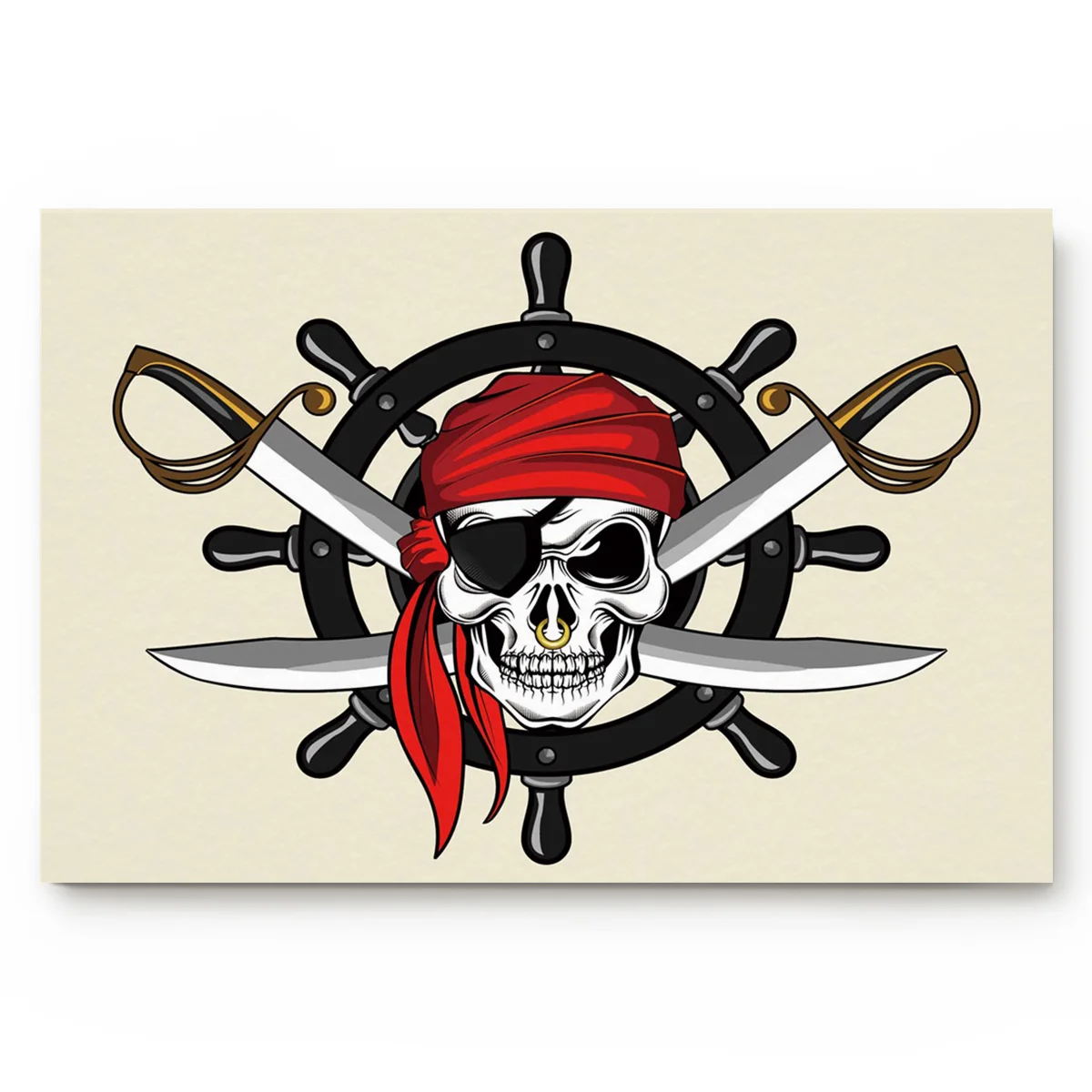 Пиратский пиратский череп нож шелковый шарф с принтом Caribbean Red Art Морской капитан