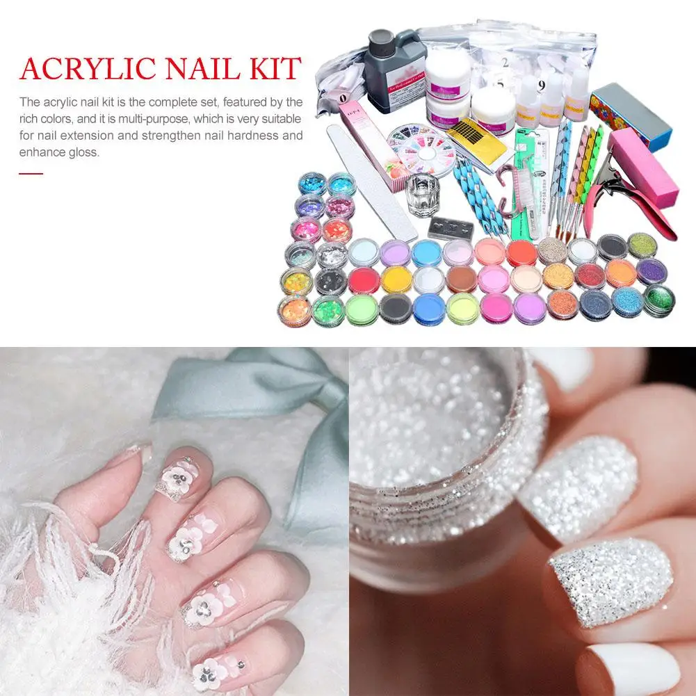 

Acrylic Nail Kit Nail Art Tools Kit Combo Set Professional DIY Gel Nail Art Kit Acrylic Powder Shiny Glitter Nail Kit for Daily