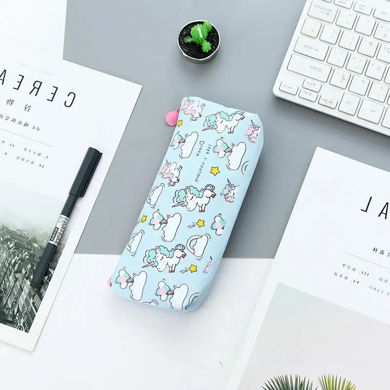 Креативный простой холщовый чехол карандаш с изображением единорога большой