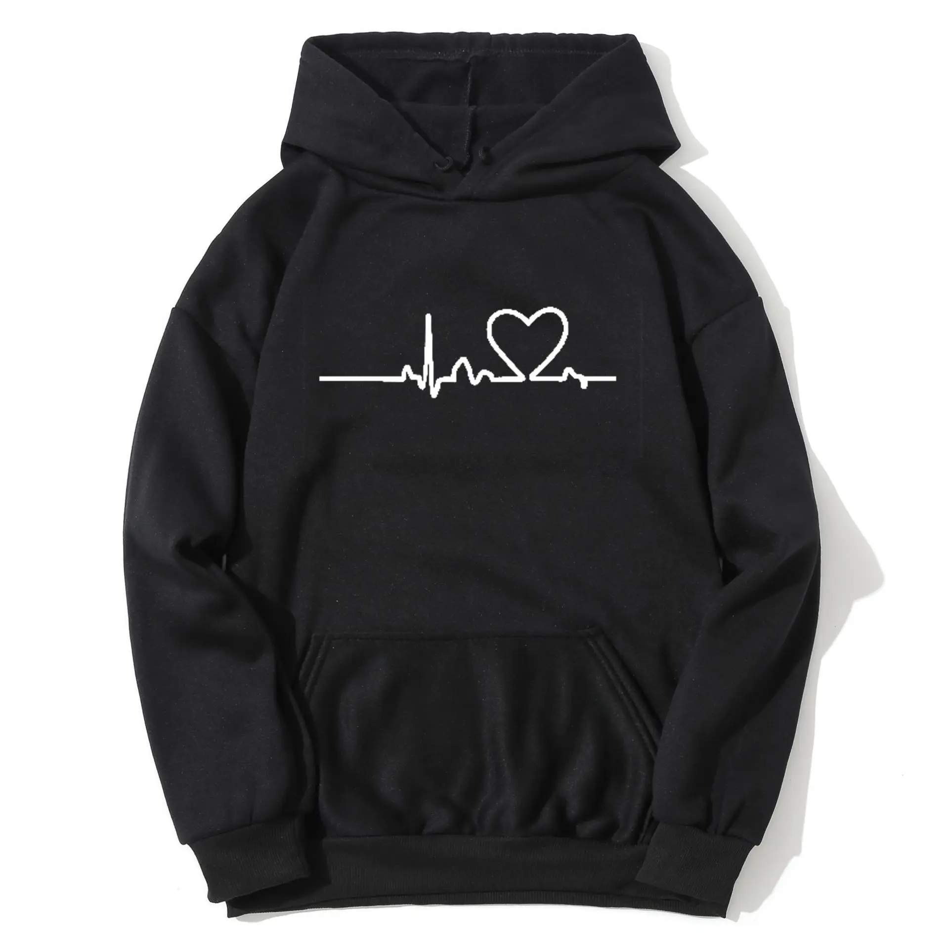 

ECG Love Print Hoodie Fall/Winter Warm Hoodie fleece