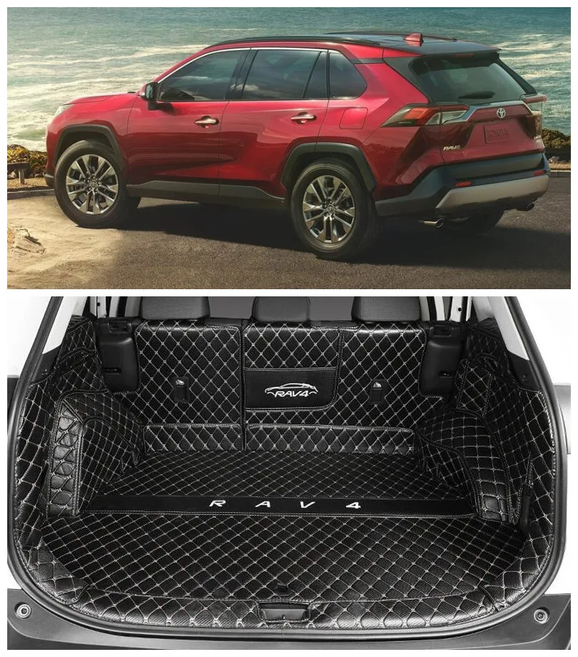 Для TOYOTA RAV4 Hybrid 2019 2020 2021 полный задний багажник ЛОТОК лайнер Грузовой Коврик для