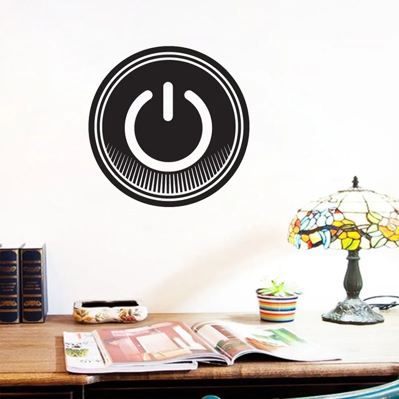Креативная кнопка питания, наклейка на стену, кнопка переключателя, виниловые наклейки на стену, офисное искусство, фрески, декор для спальни, домашний декор