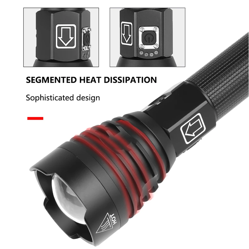 Светодиодный тактический вспышки светильник XHP70.2 XHP50.2 XHP90 USB Перезаряжаемые Водонепроницаемый Охота светильник 18650 26650 масштабирования фонарь