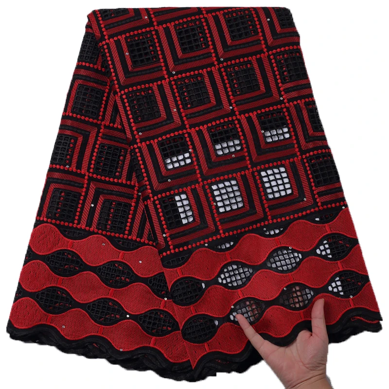 Кружево SJD 100% хлопок яркий бриллиант швейцарская вуаль ткань вышивка африканская