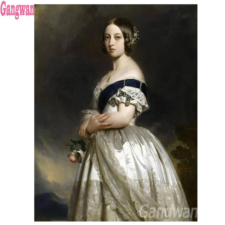 

Full Square Round 5D DIY Diamond Painting Young Queen Victoria Portrait Wall Picture 3d Diamond Embroidery,Cross Stitch,Mosaic