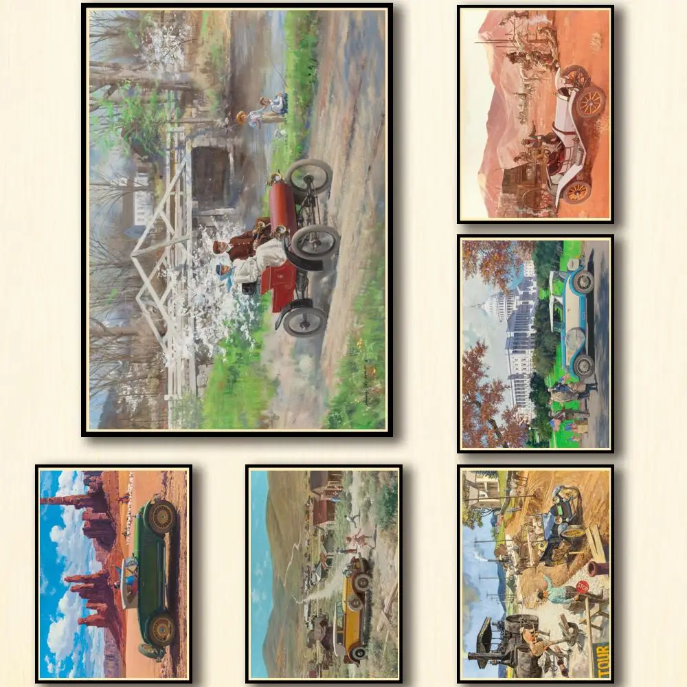 42 дизайна Gran Torino погремушка винтажный автомобиль белая бумага постер картина