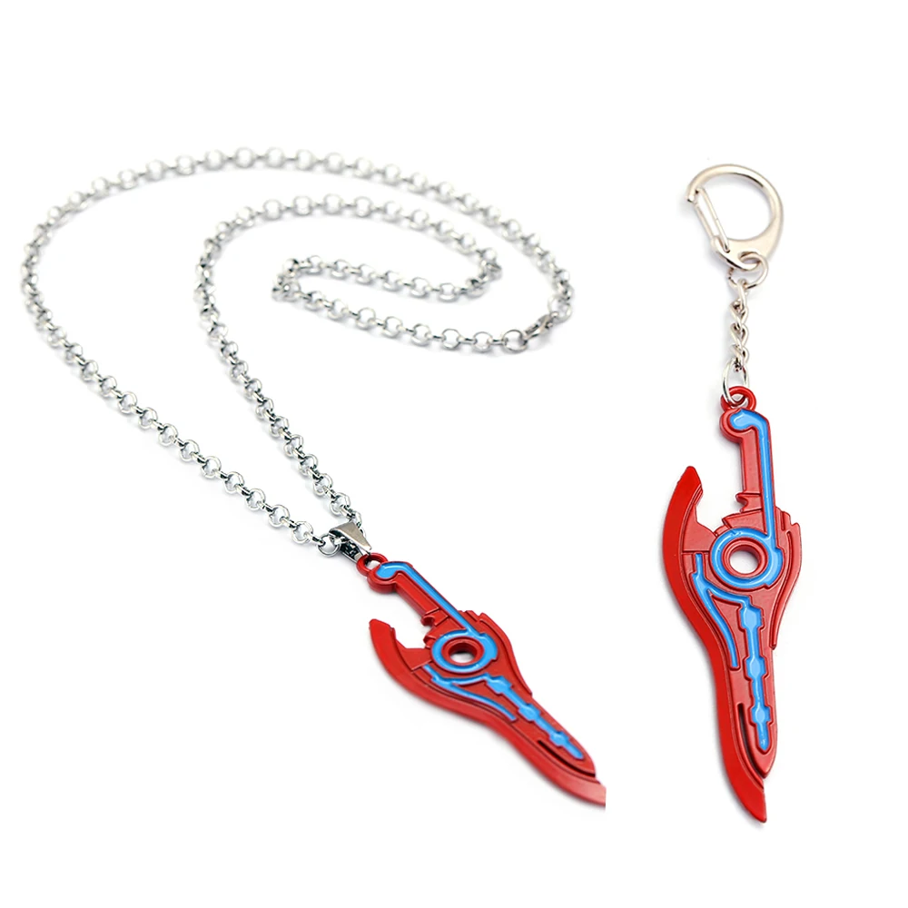 

Xenoblade Chronicles Keychain Red Sword Weapon Pendant Key Ring Chain Necklace Porte Clef For Men Gift Jewelry llavero Chaveiro