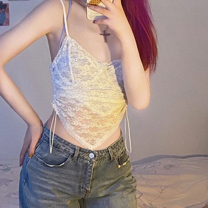 

Black lace suspender for women's design tank top
