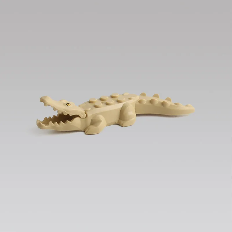 as show animalworld Panther Snow Leopard Crocodile Tiger Animal Cow Cattle Horse Shark Model Building Blocks Set Bricks kits Bricks Toys - Color: as show