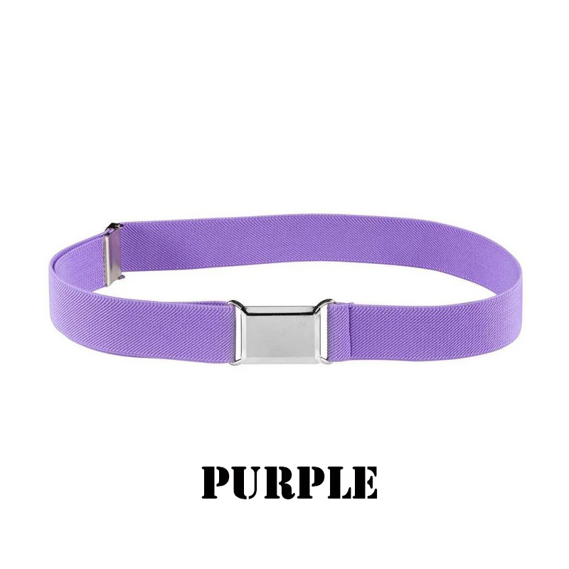 Purple Детский эластичный пояс, регулируемый пояс с магнитной пряжкой для мальчиков и девочек, джинсовые штаны - Цвет: Purple