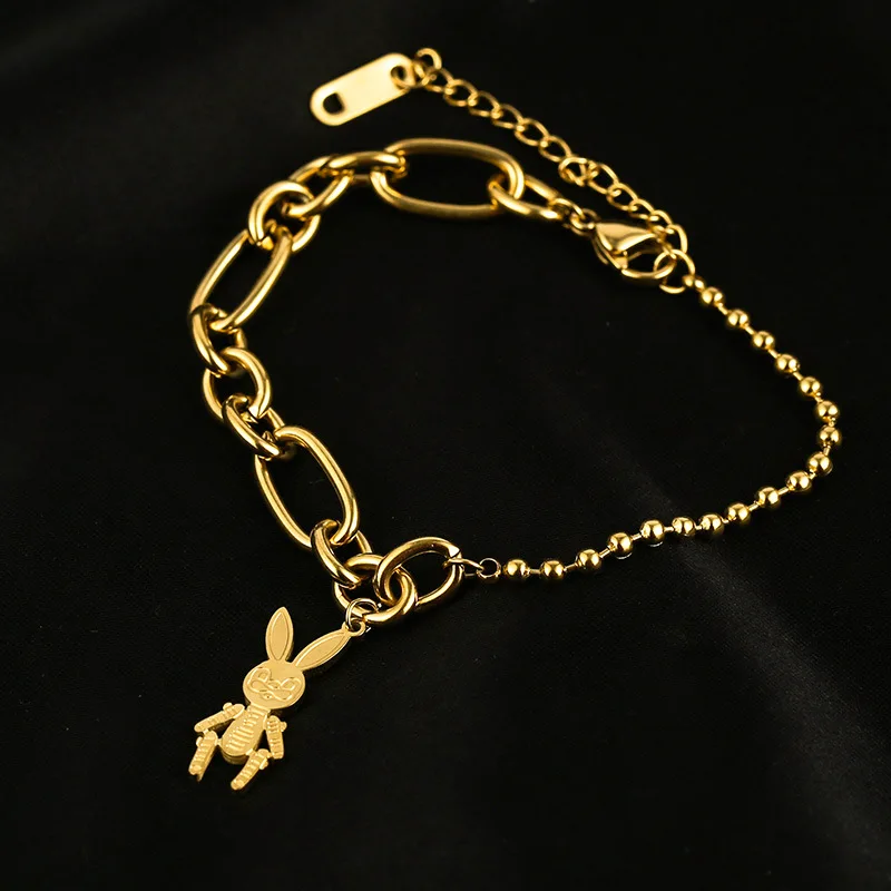 

Korean Version of Light Luxury Cartoon Rabbit Bracelet Female Personality Trendy Temperament Simple Niche Nonfading Jewelry Gift