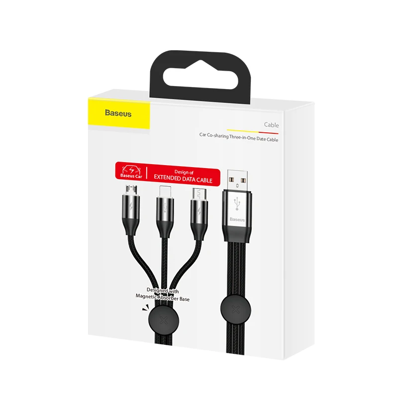 Baseus 3 в 1 USB кабель для iPhone Micro usb type C кабель для Android мобильного телефона магнитное освещение кабель зарядного устройства USBC Microusb