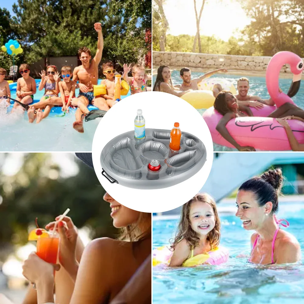 

Summer Party Inflatable Cup Holder Drink Holder Beer Drinking Cooler Bar Tray Inflatable Swimming Pool Floating Bath Decoration