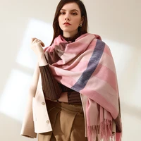 2021 new winter scarves women plaid printed pashmina faux cashmere shawl and wraps female luxury brand scarf stole tassel poncho