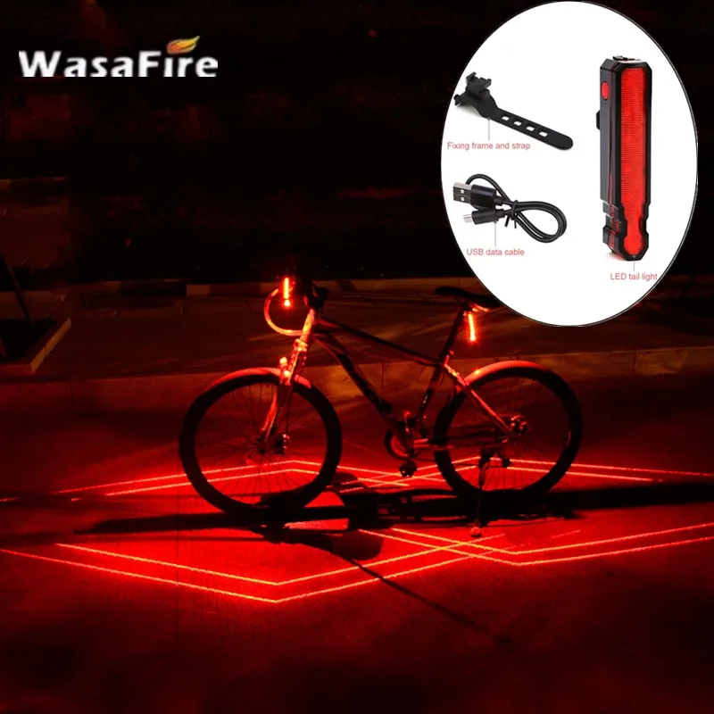 WasaFire складной лазерный светодиодный фонарь для велосипеда перезаряжаемый от USB