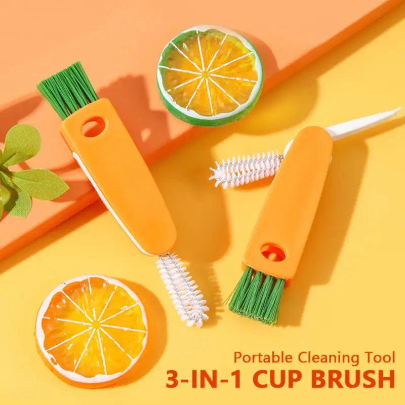 

3 In 1 Bottle Cup Brush Portable Multifunctional Lunch Box Rubber Ring Groove Cleaning Brush Cup Cover Cleaning Brush