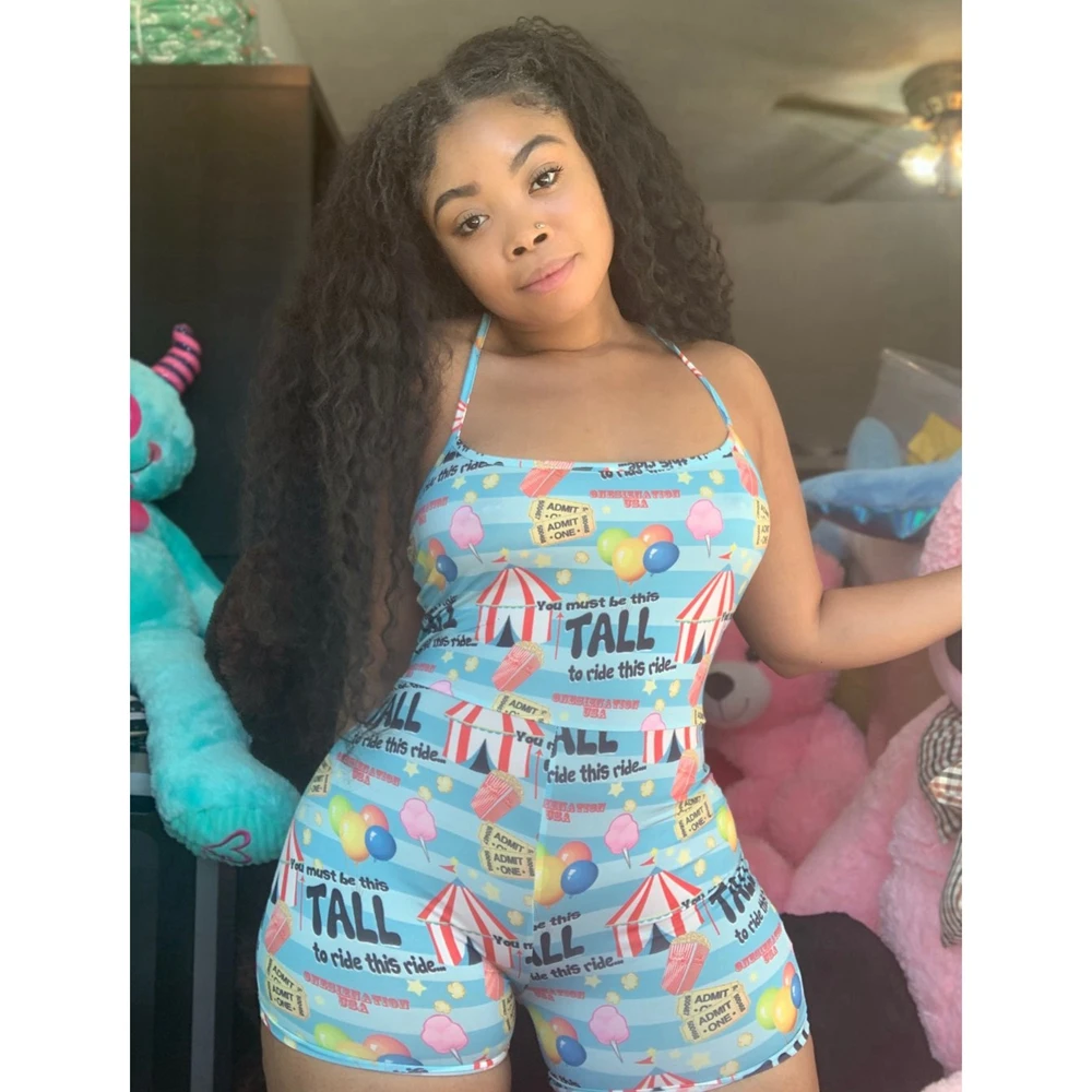 

Пикантная Женская эластичная облегающая Пижама без рукавов на бретелях-спагетти с принтом трико комбинезон боди