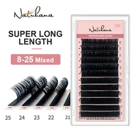 natuhana 8 25mm super long length eyelash extension korean pbt false mink eyelashes individual synthetic silk fake lashes cilios